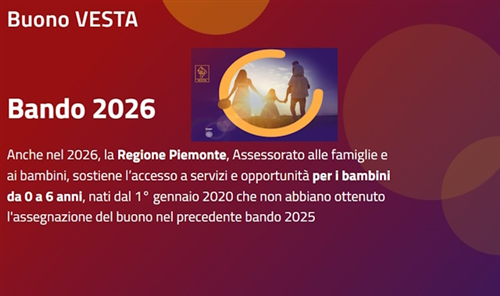 Buono Vesta: voucher della Regione Piemonte per le famiglie con bambini da 0 a 6 anni