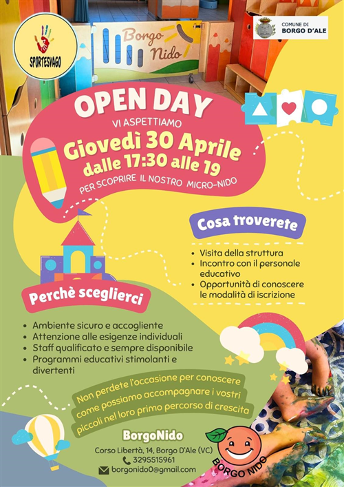 Borgo Nido -Open Day - Giovedì 30 aprile